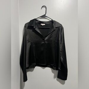 Pleione Black Satin Blouse